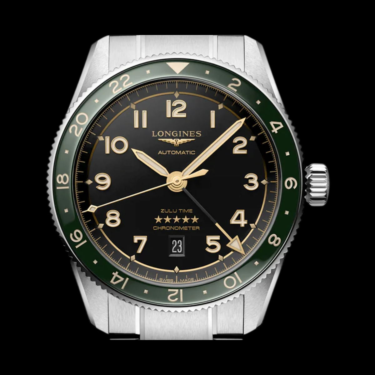 Longines Spirit Zulu Time GMT bezel detail