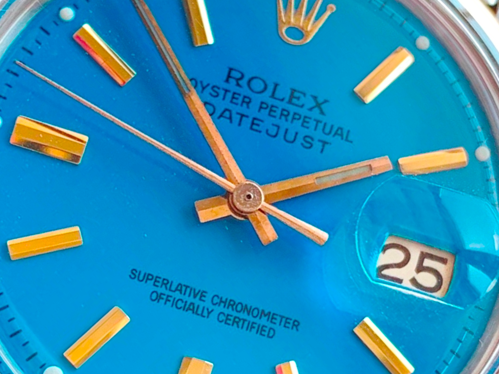Vintage Rolex dial and case detail