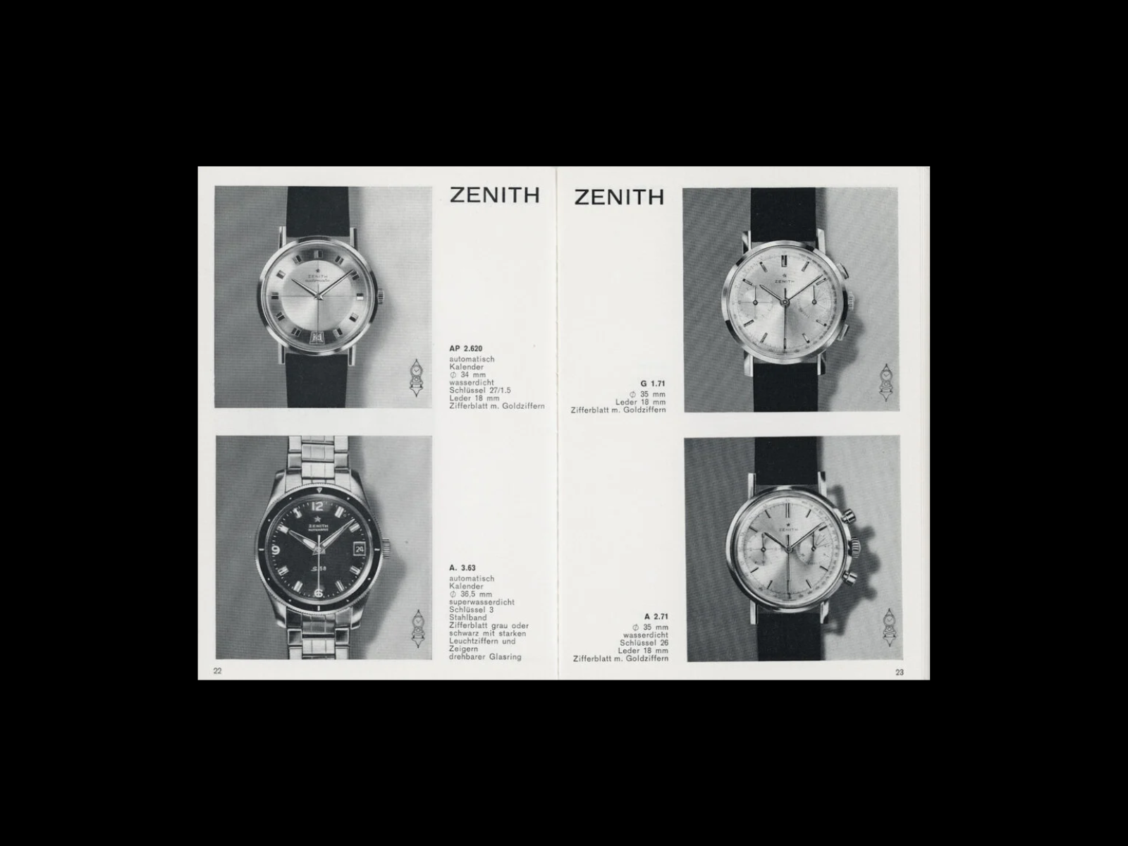 Vintage Zenith catalogue spread